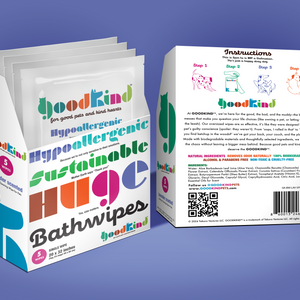 GOODKIND Oversized Bath Wipes 5-Pack – Hypoallergenic, Sustainable, and Biodegradable with lavender packaging front and back